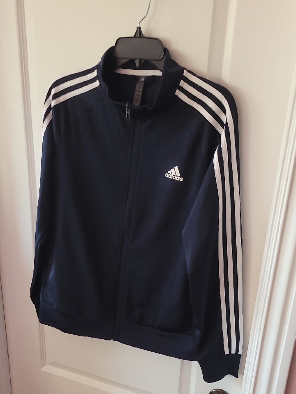 adidas Navy Track Jacket with White Stripes - Picture 5 of 7